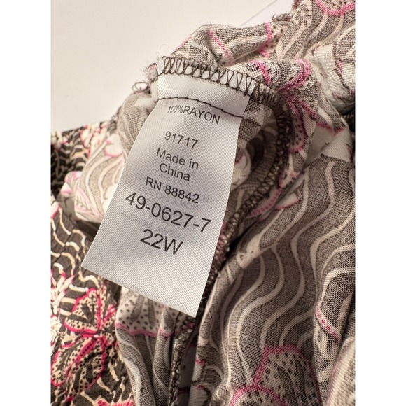 Denim 24/7 Women's‎ 22W Rayon Floral Wide Leg Pants Drawstring Waist Boho Brown - Picture 11 of 11